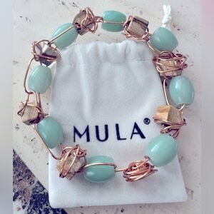 Copper Wire Arm Bangle with Jade and Jasper